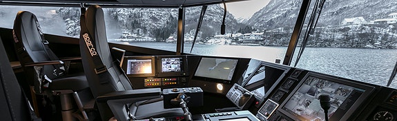 Vår pilotstol ombord i hurtigbåt.