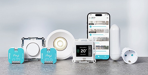 Produktutvalget til Plejd er utviklet for å gi enkle og pålitelige installasjoner.  Nye produkter lanseres i 2026.
