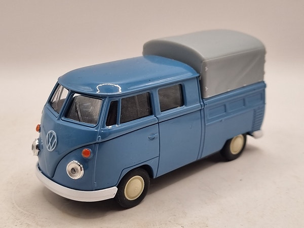 Welly Volkswagen T1 Double Cabin Pick Up – Blå – Diecast (1:34–1:39)