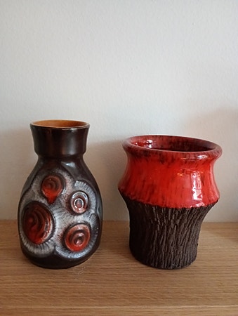 West Germany Bay Keramik "Fossil" vase, designed by Bodo Mans + retro vase