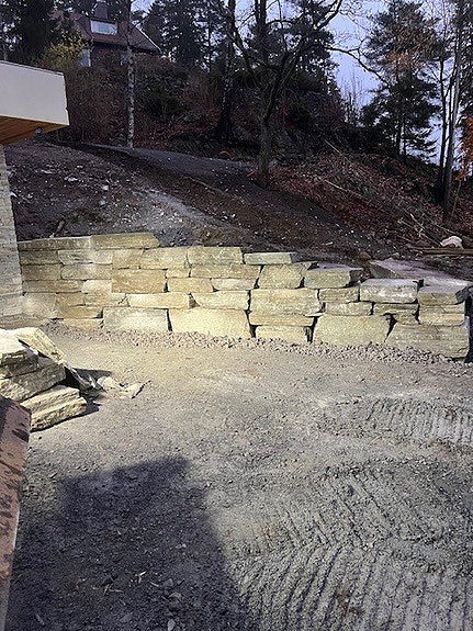 Maskin stablet mur i skifer