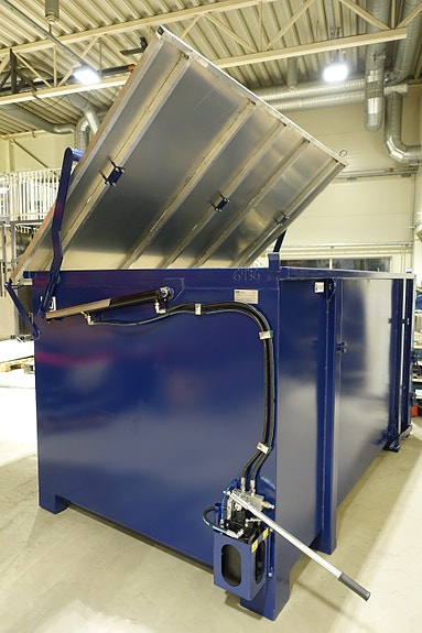 Spesialcontainer med hydraulisk lokk
