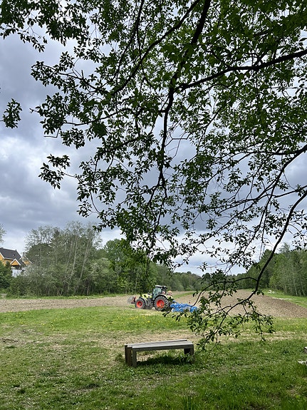 Det pløyes på Nye Voksenenga