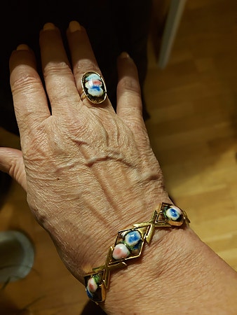 Vintage emaljert ring og armbånd – ca. 1960–70-tallet