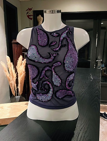 Vintage Bik Bok topp – 1998 – paljetter og mesh (str. M)