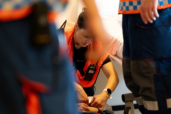 I Sivilforsvaret øver, utdanner og trener vi innen fagområdene sanitet, søk og redning, CBRNE, evakuering, brannslukking, ordenstjeneste og drift av tilfluktsrom. Foto: DSB