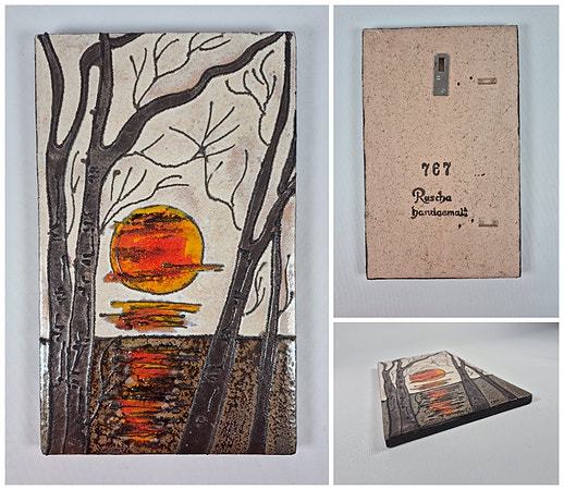 Ruscha Keramik Veggplate – Vintage "Sunset" relief (Modell 767)