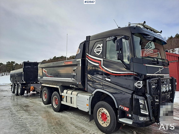 Volvo Fh16 650 6x4 Tippbil m/ Sørling Trippelkjerre