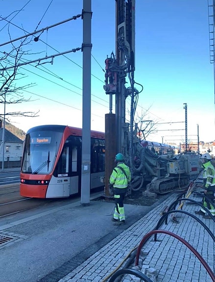 Boring for mastfundament Bybanen.