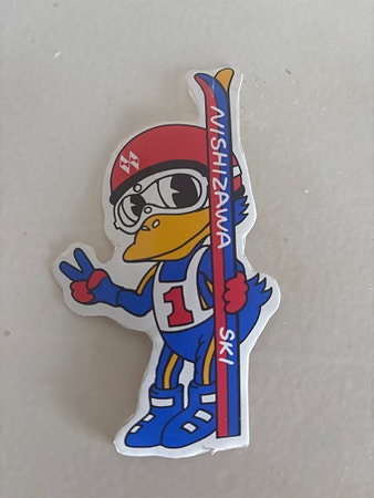 Vintage Nishizawa Ski klistremerke - japansk ski-maskot (retro samleobjekt)