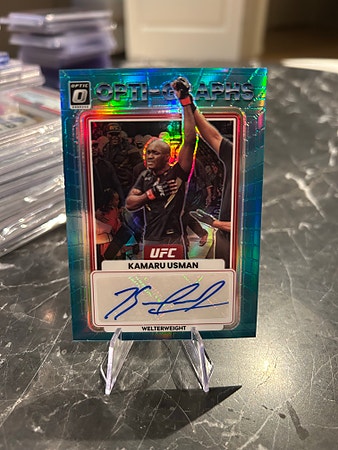 2023 Panini Donruss Optic UFC Kamaru Usman autograf Aqua Opti-Graphs 20/25