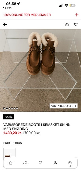H&M støvler str. 38 brun semsket skinn