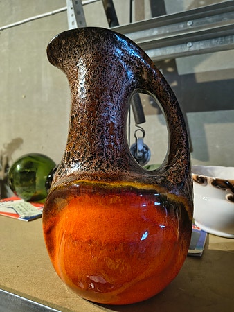Fantastisk vakker FAT LAVA RETRO vase fra tyske Walter Gerhards Keramik