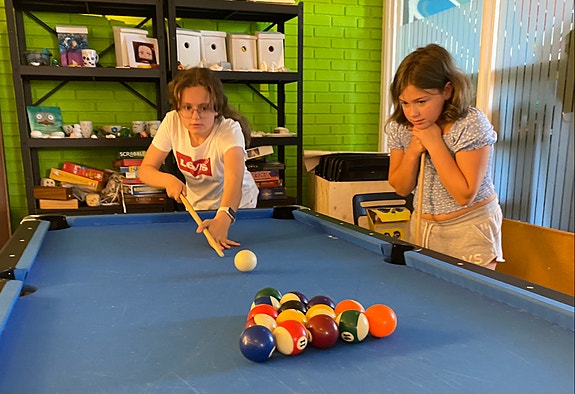 Biljard, bordtennis, foosball etc er populære aktiviteter