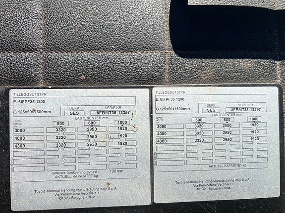 Toyota 8fbmt35 #TAR INNBYTTE# KUN 1200 Timer 14 of 14