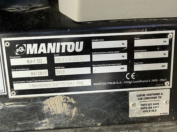 Manitou MLA T 533 (KUN 760 TIMER) 7 of 11
