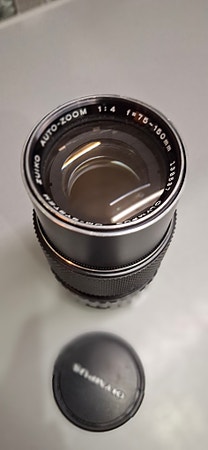 Vintage Olympus Auto-Zoom 75–150mm f/4 objektiv svart