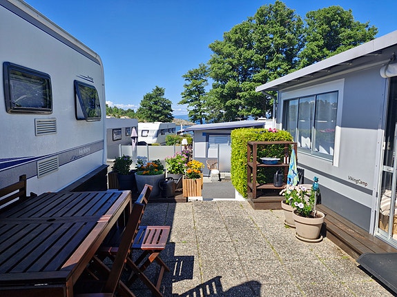 Tec Travel King 720 med Viking helårstelt fra 2014 på Nes Camping, Jeløya - plass Blå 9 5 of 5