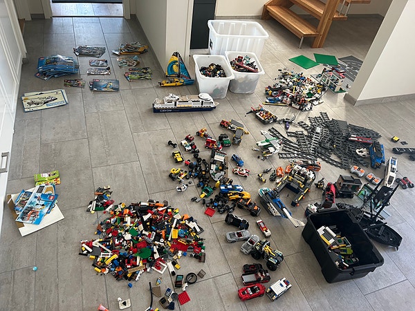 LEGO god blanding av mye, byggeklosser og instruksjonshefter