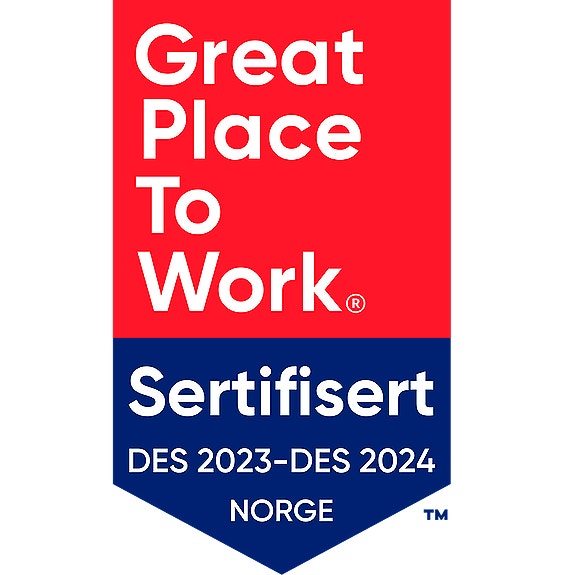 Sertifisert som et Great Place to Work - tre år på rad.