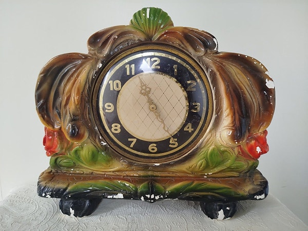 Vintage bordur i gips - 1950- 60-tallet - retro dekor klokke