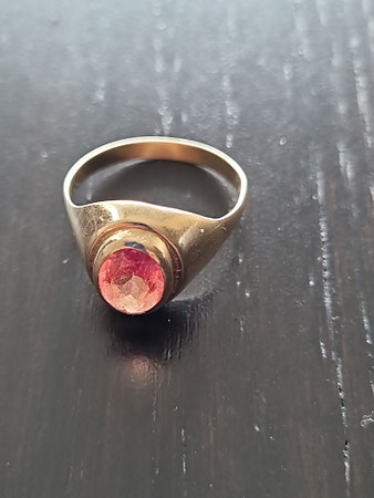 Vintage gull ring 585 med oransje