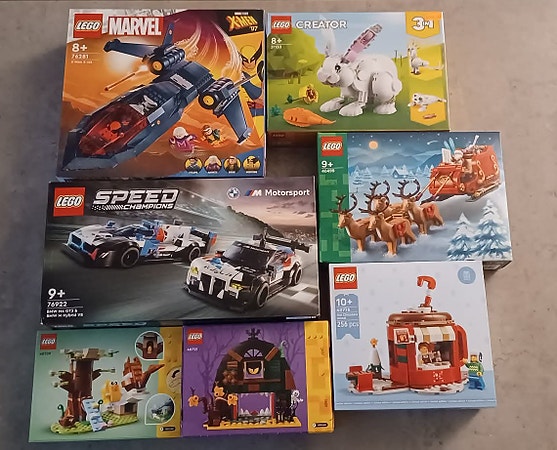 Stor Lego lot med 7 uåpnede sett fra, Speed Champions, Marvel, Creator og mer!