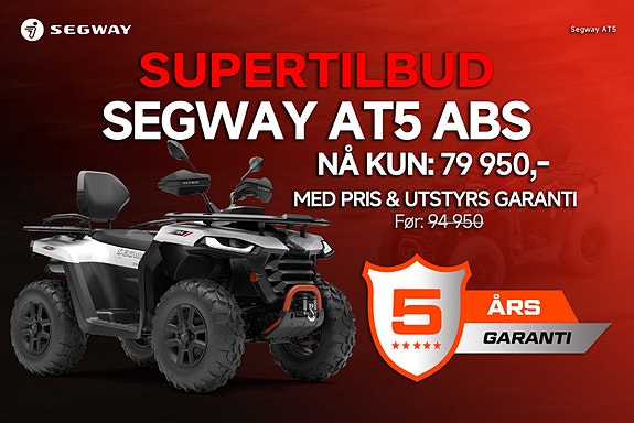Segway AT5 ABS - 90km/t - 5 ÅRS GARANTI - RIM. HJEMLEVERING - TRAKTORREGISTRERT - SNØSKJÆRKAMPANJE!
