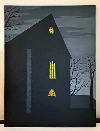 Mørket over domkirken, original maleri 30x40cm