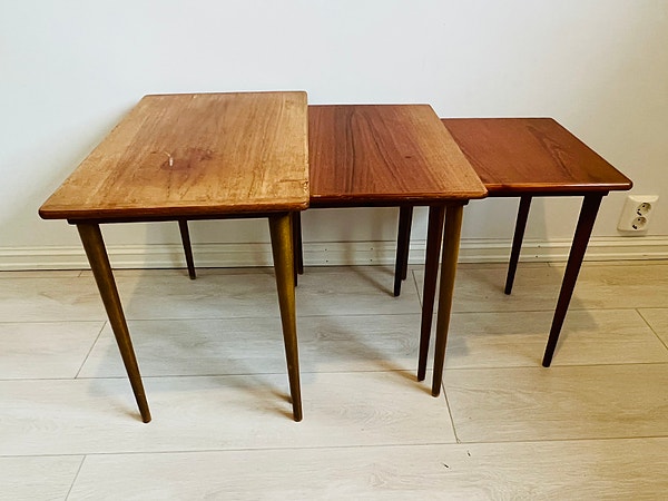 3 settebord i teak