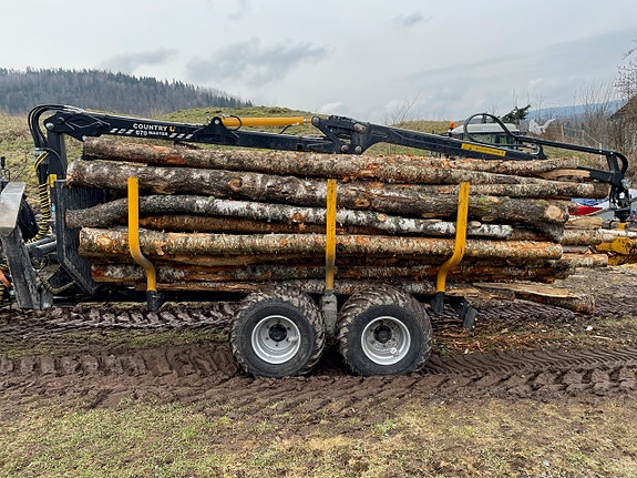 Country 7 tonns nyttelast tømmerhenger med 670 kran.