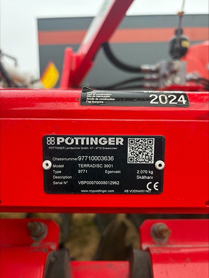 Pöttinger Terradisc 3001 2024, kr 249 000,-