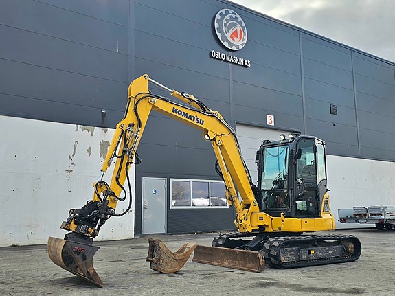 Komatsu PC55MR-5E0, 2020 mod, Rotortilt og 2 skuffer.
