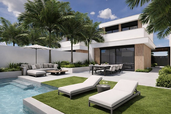 Ny moderne villa med 3 soverom | Privat basseng og flotte uteområder