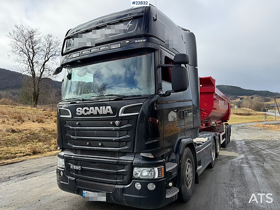 Scania R580 6x2 trekkvogn m/tipphydraulikk, kompressor og 2015 3 akslet Istrail tippsemi