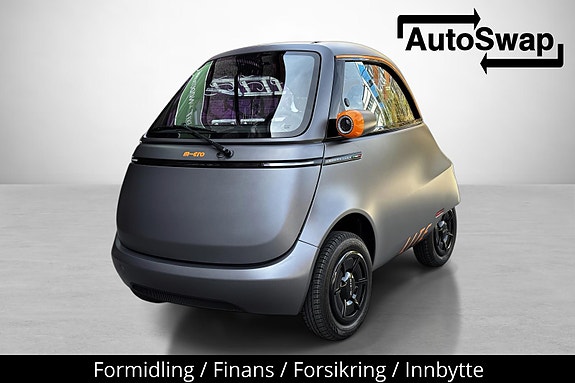 Microlino Lite . Elektrisk mopedbil. 200 km rekkevidde. S+V-hjul