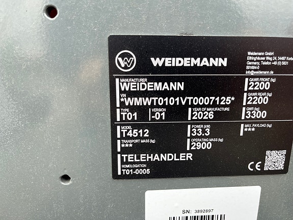 Weidemann T4512/Demo selges/Kan kjøres på maskinhenger etter bil 5 of 5