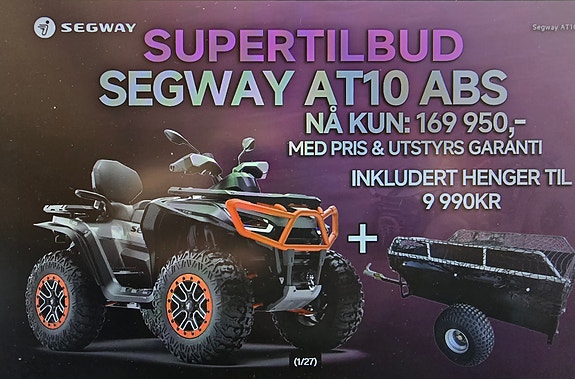 Segway Segway SUPERTILBUD! Segway AT10 ABS + GRATIS henger (9 990 kr) – KUN 169 950 kr med pris & utstyrsgaranti!