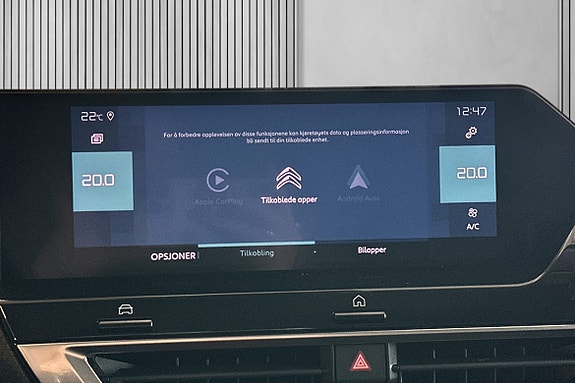 Utstyrt med Apple Carplay og Android Auto