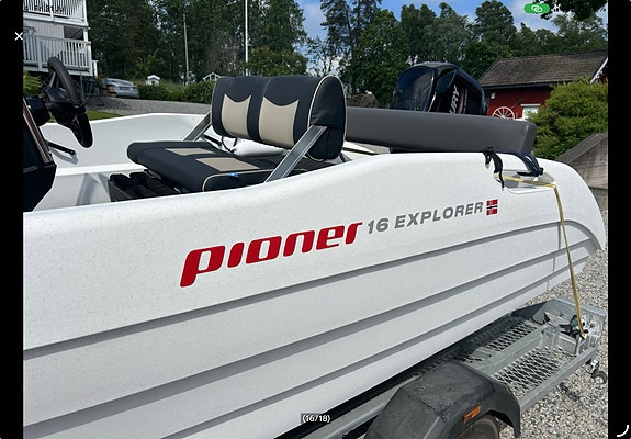 Båt leies ut. Fabrikkny Pioner Explorer 16, 60Hk Mercury 4 of 25