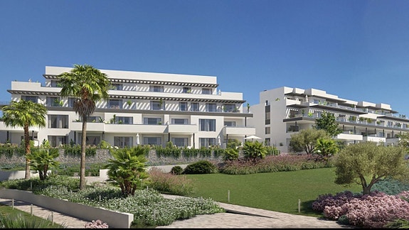 Penthouse med 109 m² terrasse – 2 minutters gange fra stranden – sjøutsikt og nær golf