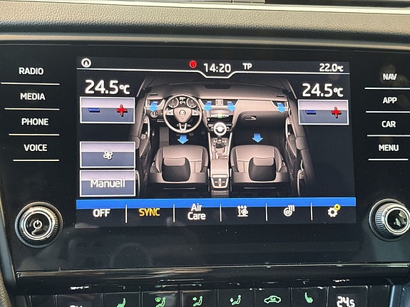 Digitalt klimadisplay med intuitiv innstilling og setekart.