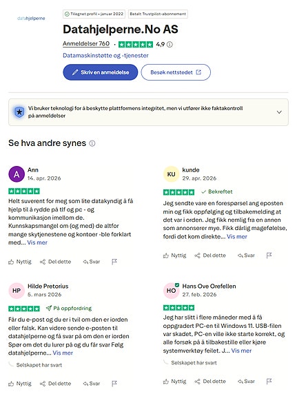 Trustpilot tilbakemeldinger