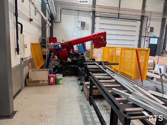 MAXS S-6545B metallbåndsag m/ 2x rullebord, avskjærings moduler og toppklemmer.