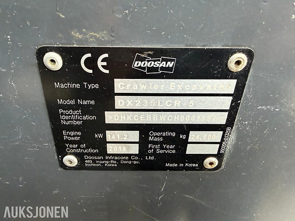 Doosan DX235LCR-5 2018 – korthekk gravemaskin 25 tonn – tilt/rotor, pusseskuffe 15 of 30