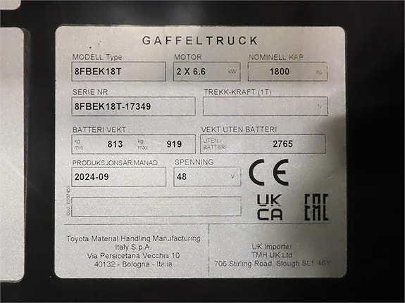 Toyota 8FBEK18T 4 of 4