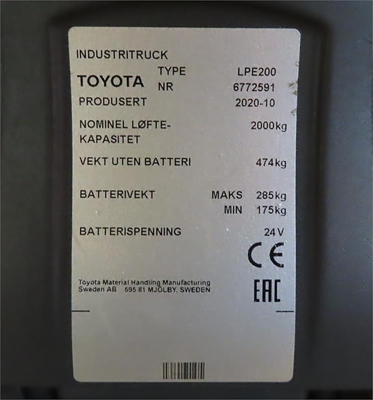 Toyota LPE200 4 of 4