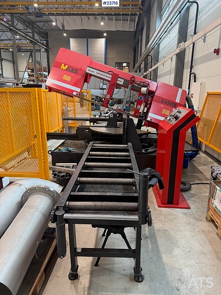 MAXS S-6545B metallbåndsag m/ 2x rullebord, avskjærings moduler og toppklemmer. 3 of 5