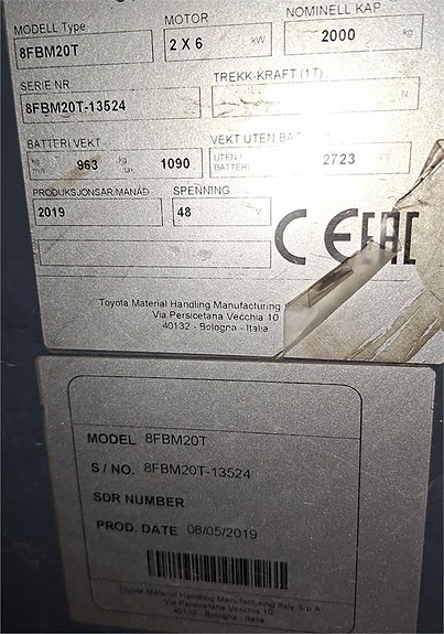 Toyota 8FBM20T 4 of 4