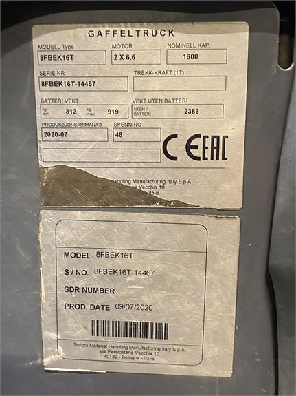 Toyota 8FBEK16T 4 of 4